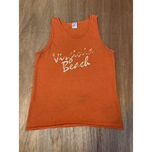 90s Vintage Faded Orange Tank Top Virginia Beach Jerzees Made in USA M